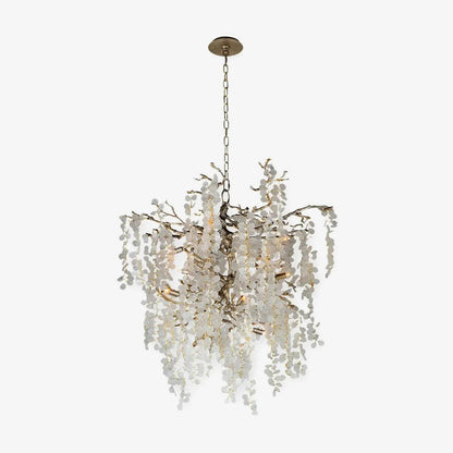 Brass Crystal Chandelier — Ethereal Forest Glow