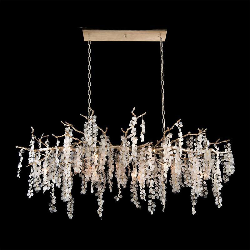 Brass Crystal Chandelier — Ethereal Forest Glow