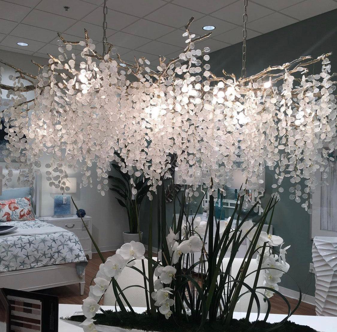 Brass Crystal Chandelier — Ethereal Forest Glow