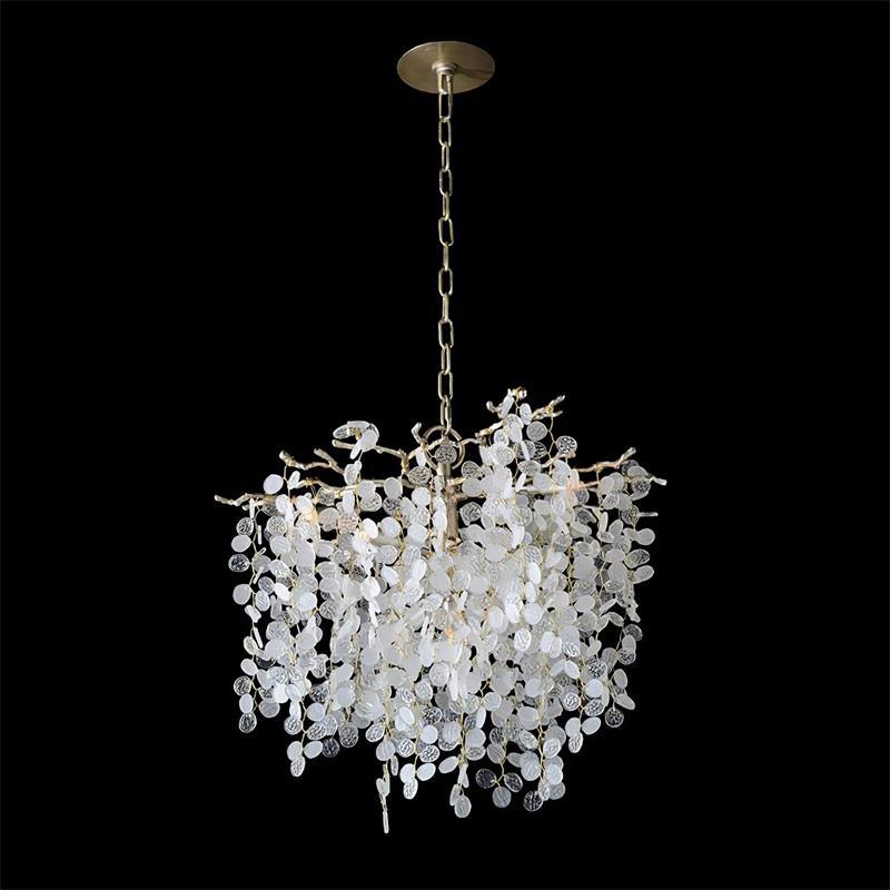 Brass Crystal Chandelier — Ethereal Forest Glow