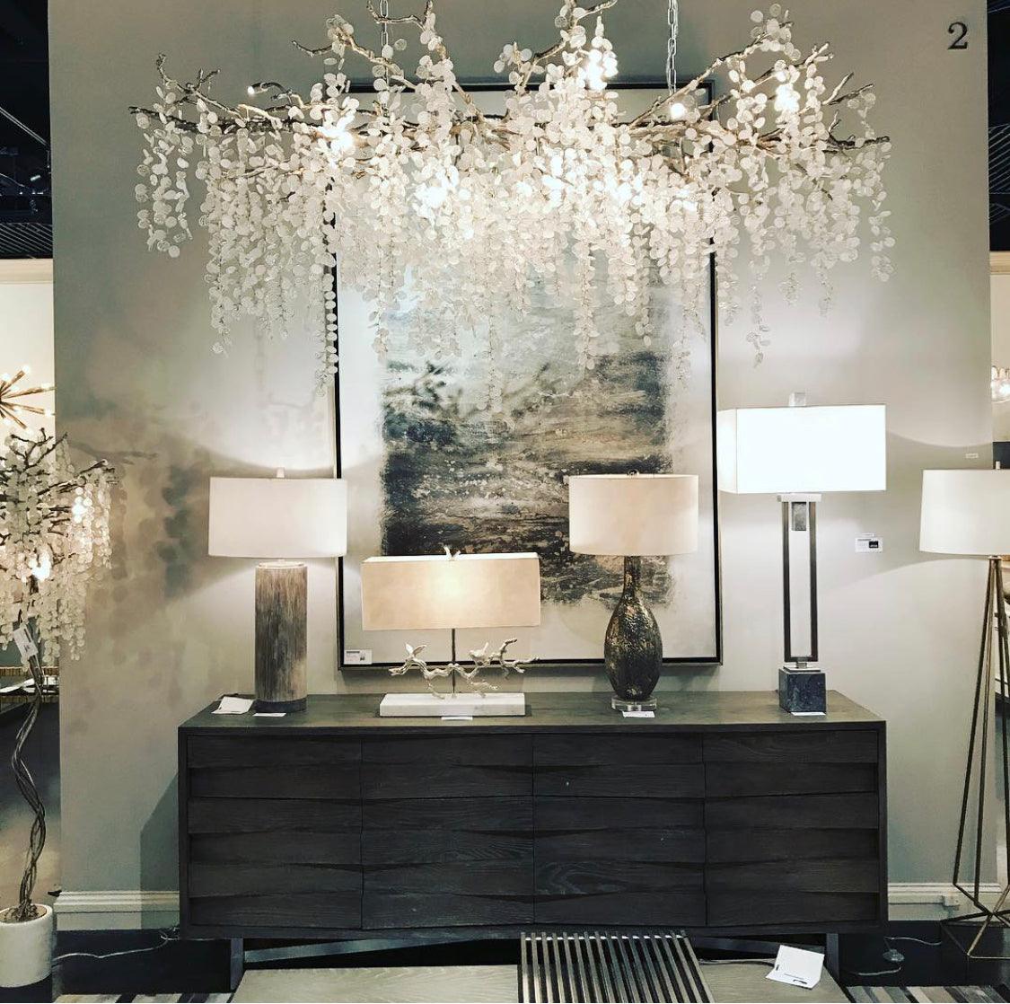Brass Crystal Chandelier — Ethereal Forest Glow