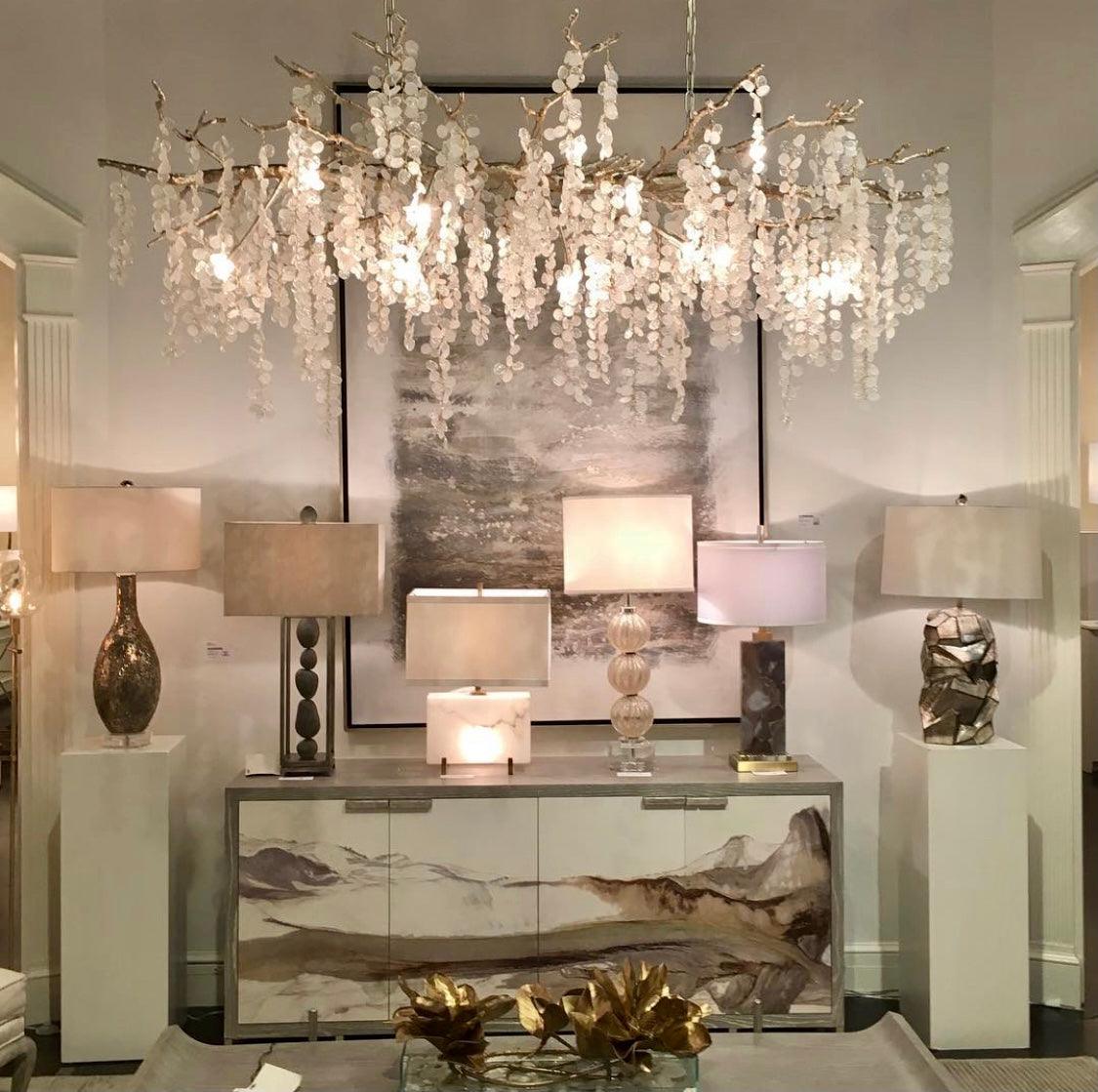 Brass Crystal Chandelier — Ethereal Forest Glow