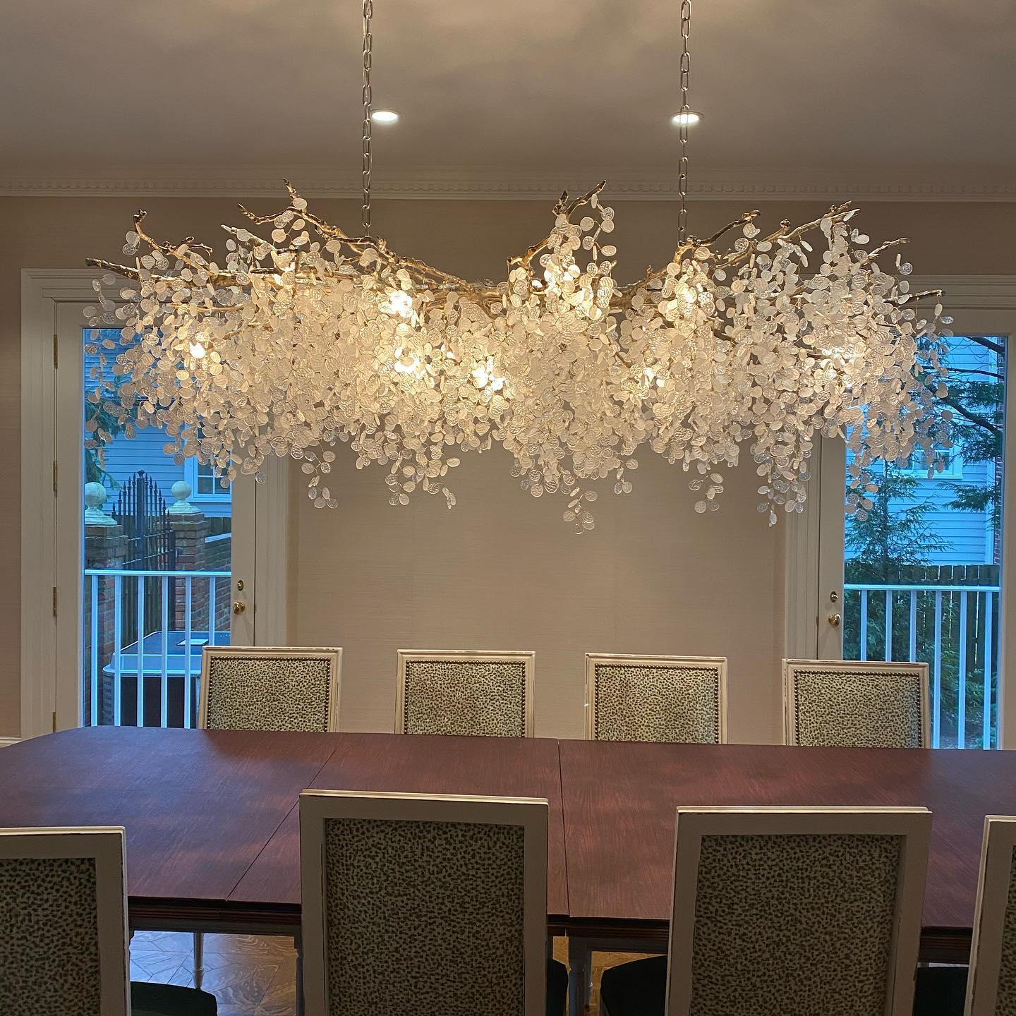 Brass Crystal Chandelier — Ethereal Forest Glow