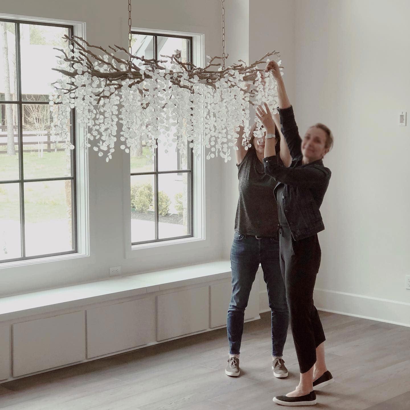 Brass Crystal Chandelier — Ethereal Forest Glow