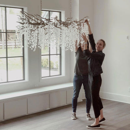Brass Crystal Chandelier — Ethereal Forest Glow