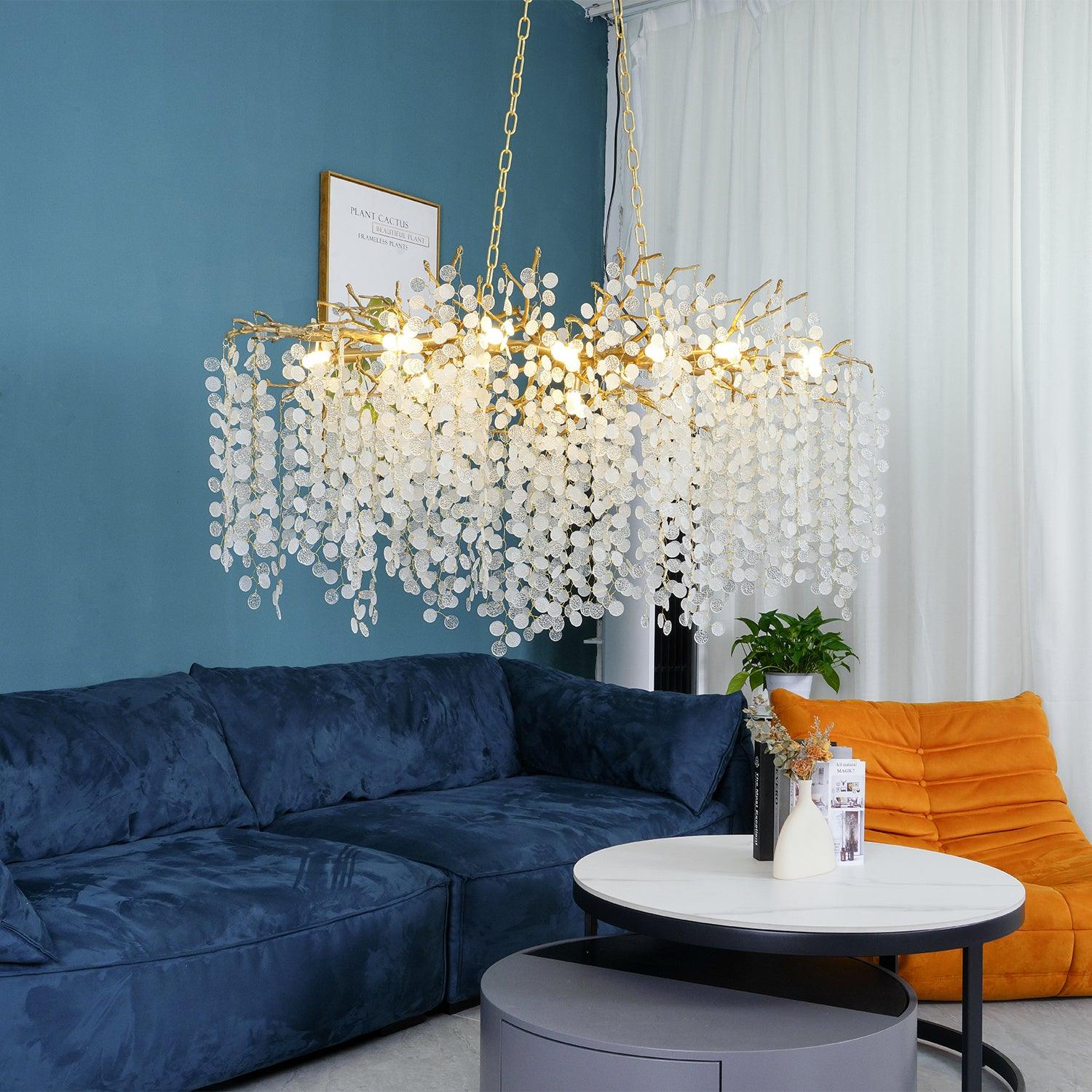 Brass Crystal Chandelier — Ethereal Forest Glow - LumoTrot