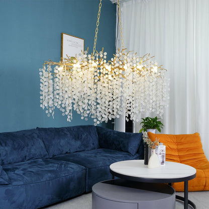 Brass Crystal Chandelier — Ethereal Forest Glow - LumoTrot