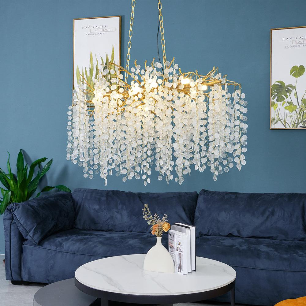 Brass Crystal Chandelier — Ethereal Forest Glow - LumoTrot