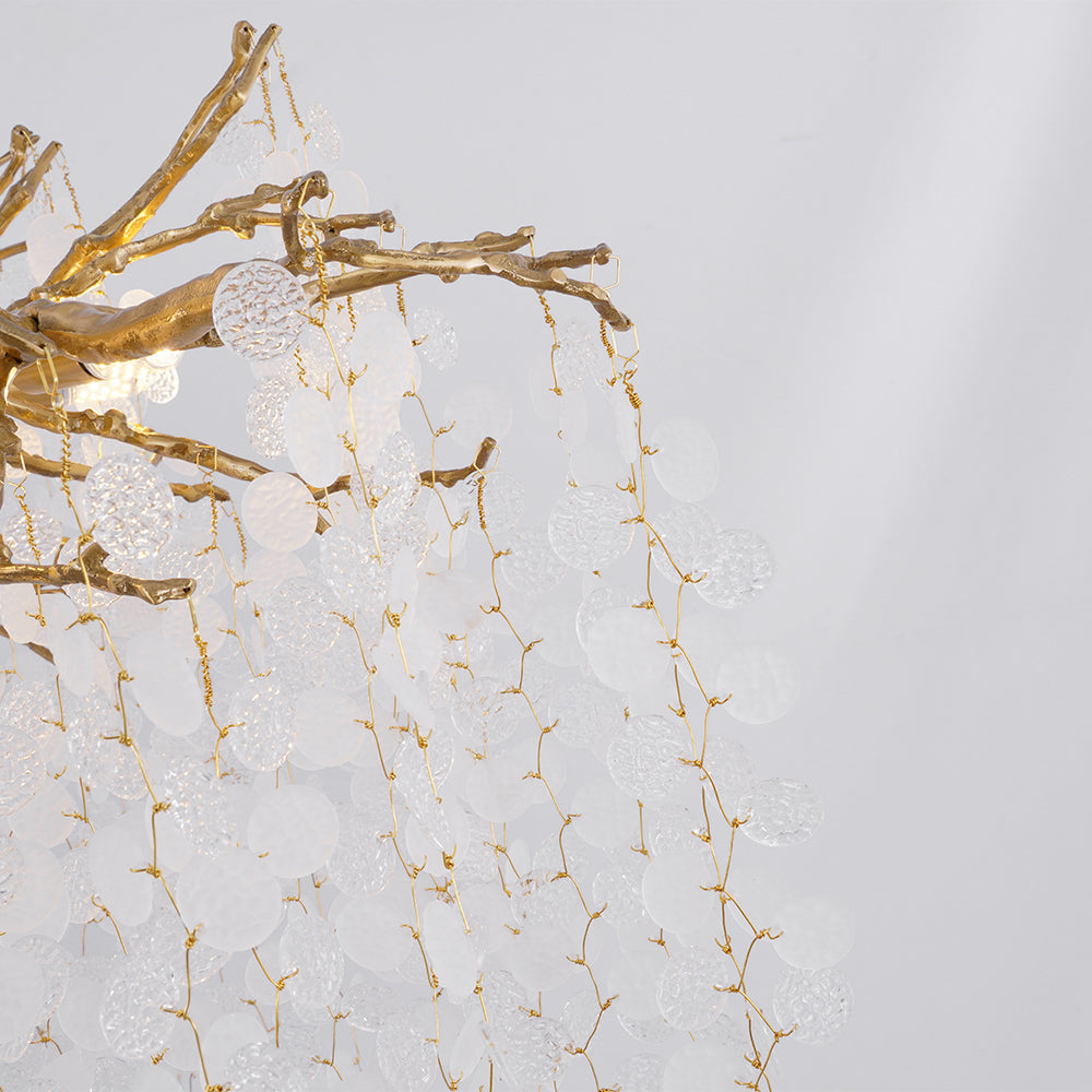 Brass Crystal Chandelier — Ethereal Forest Glow