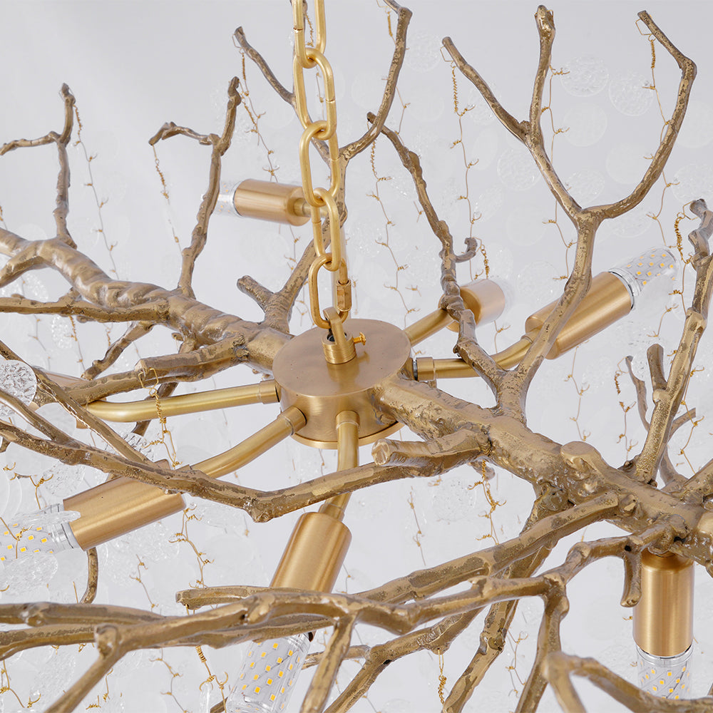 Brass Crystal Chandelier — Ethereal Forest Glow