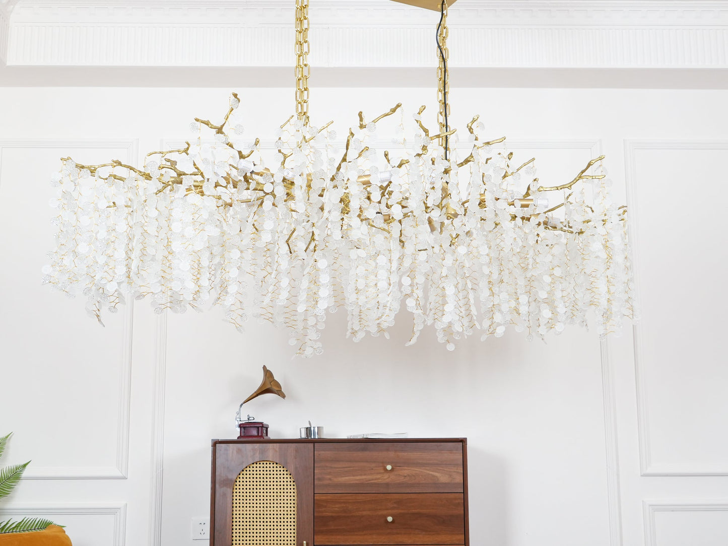 Brass Crystal Chandelier — Ethereal Forest Glow - LumoTrot
