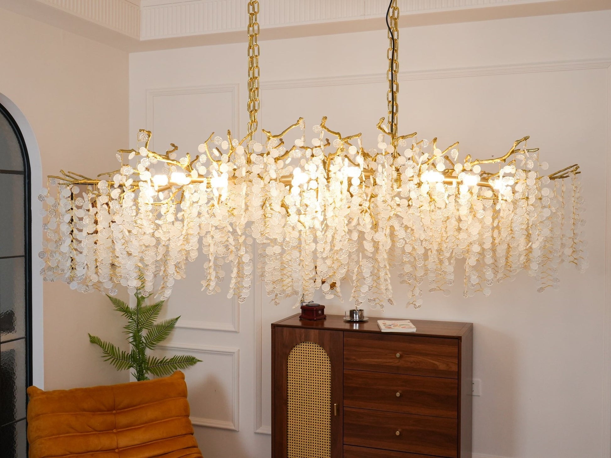 Brass Crystal Chandelier — Ethereal Forest Glow - LumoTrot