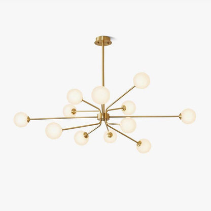 Brass Sputnik chandelier with frosted glass globes | Lumotrot
