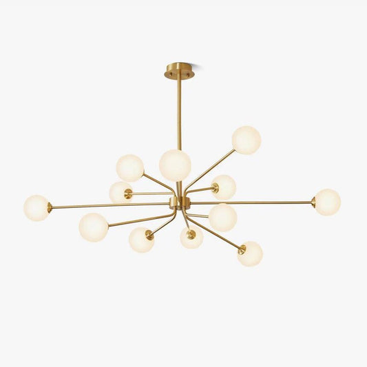 Brass Sputnik chandelier with frosted glass globes | Lumotrot