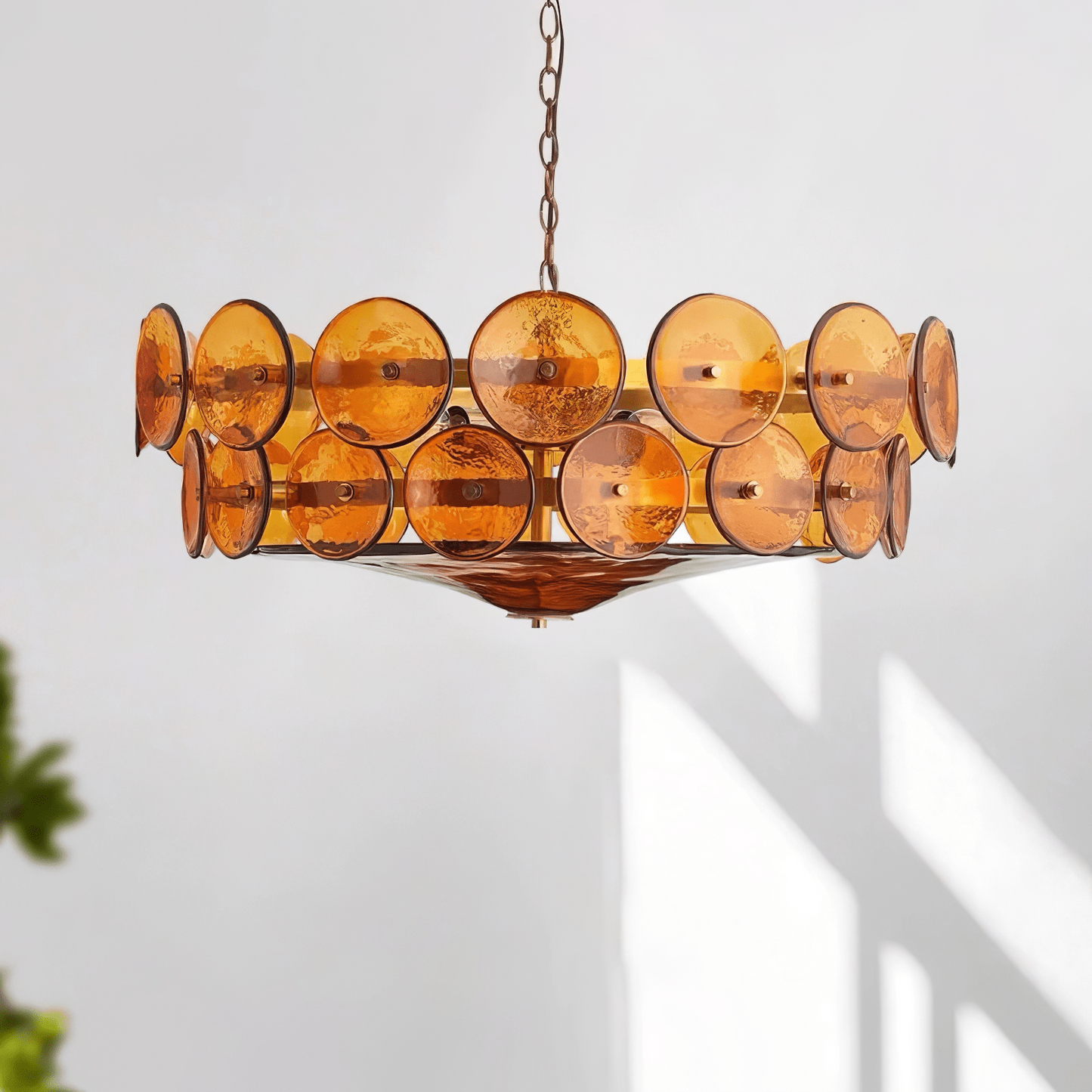 Glass Disc Chandelier — Warm Amber Glow - LumoTrot