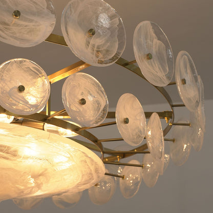 Glass Disc Chandelier — Warm Amber Glow