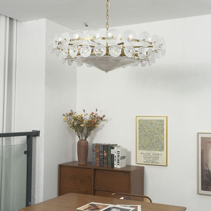 Glass Disc Chandelier — Warm Amber Glow - LumoTrot
