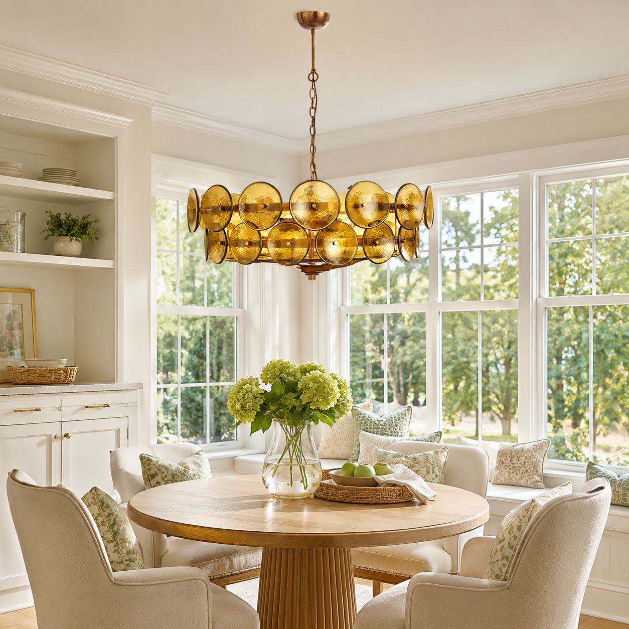 Glass Disc Chandelier — Warm Amber Glow - LumoTrot