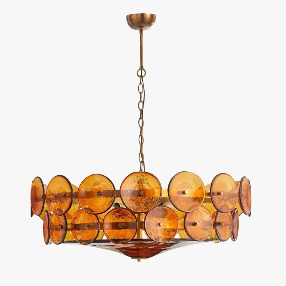 Glass Disc Chandelier — Warm Amber Glow