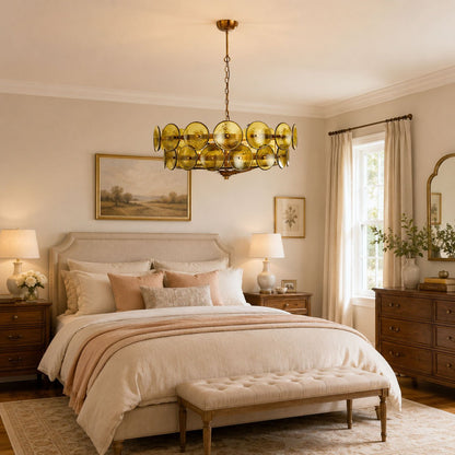 Glass Disc Chandelier — Warm Amber Glow - LumoTrot