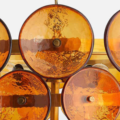 Glass Disc Chandelier — Warm Amber Glow