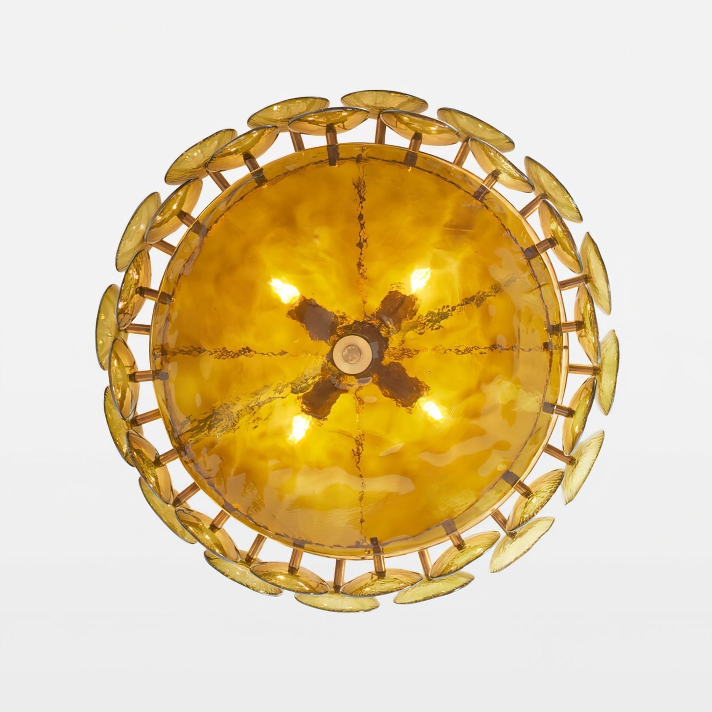Glass Disc Chandelier — Warm Amber Glow