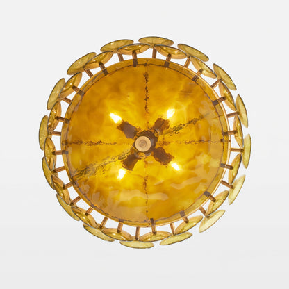 Glass Disc Chandelier — Warm Amber Glow