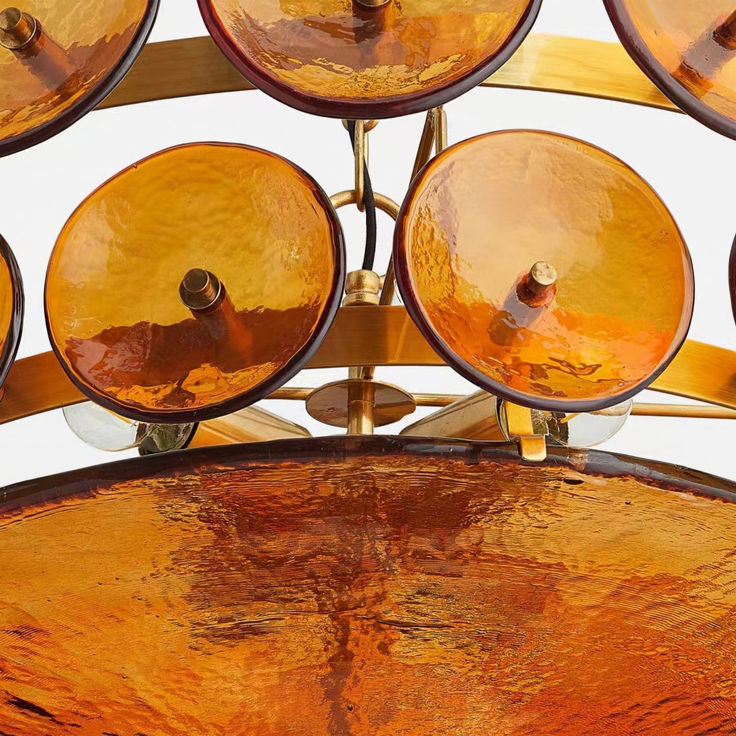 Glass Disc Chandelier — Warm Amber Glow