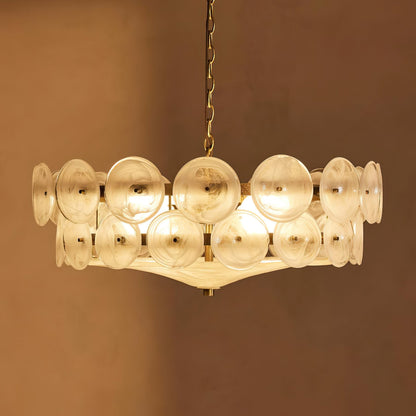 Glass Disc Chandelier — Warm Amber Glow