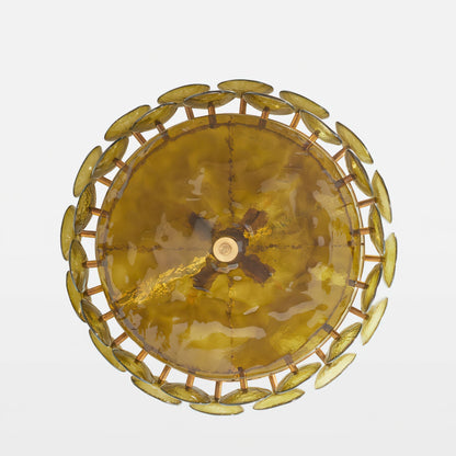 Glass Disc Chandelier — Warm Amber Glow