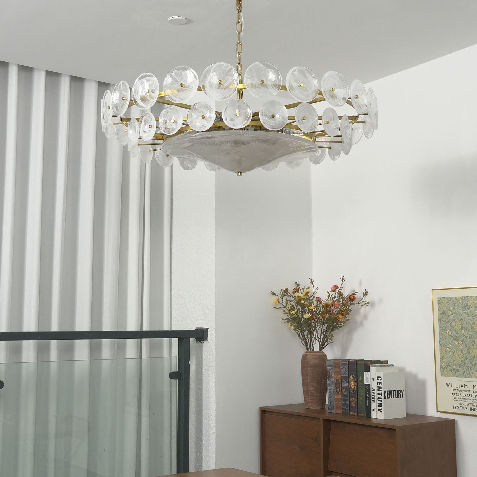 Glass Disc Chandelier — Warm Amber Glow - LumoTrot