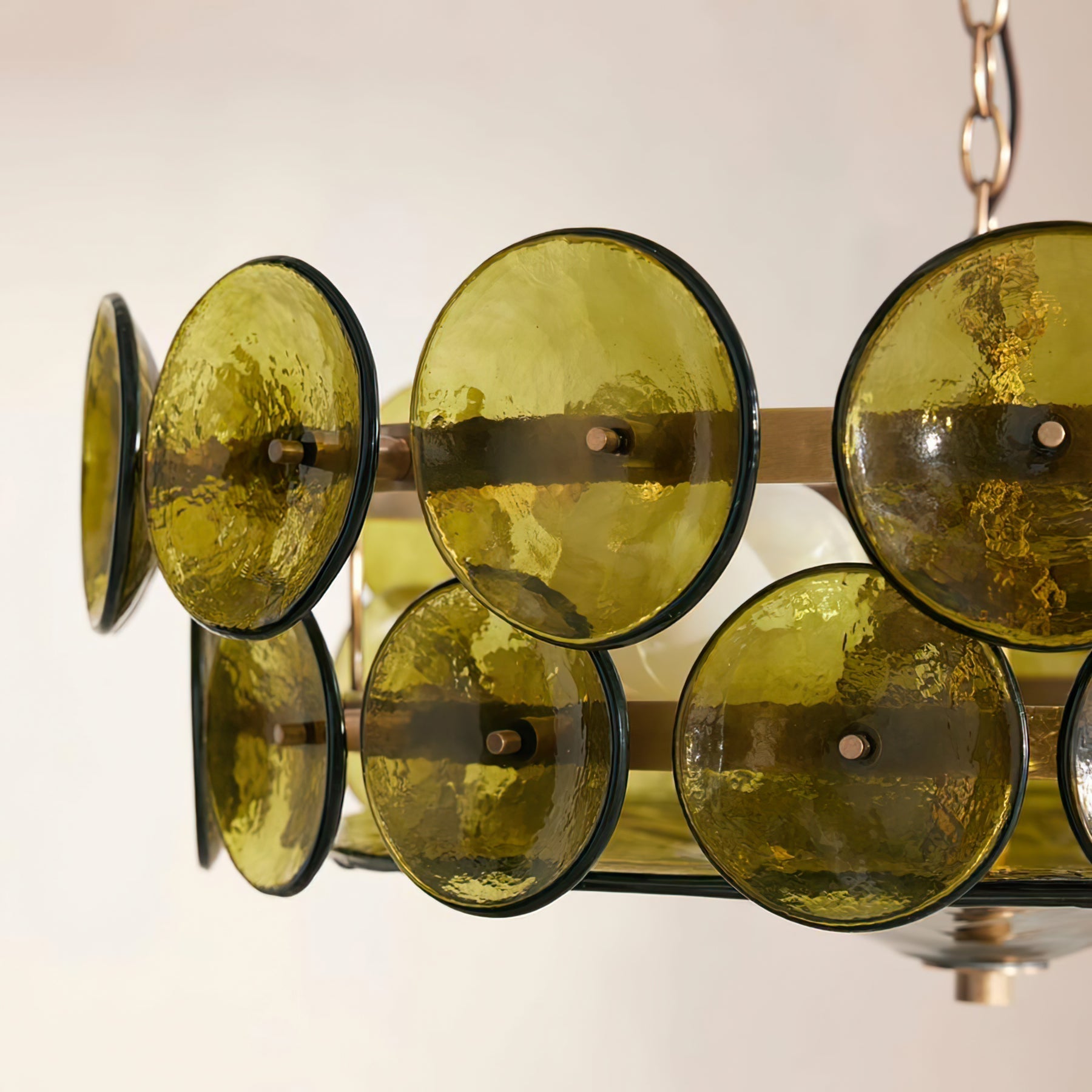 Glass Disc Chandelier — Warm Amber Glow