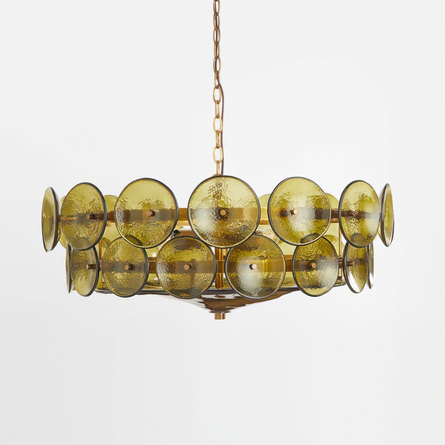 Glass Disc Chandelier — Warm Amber Glow