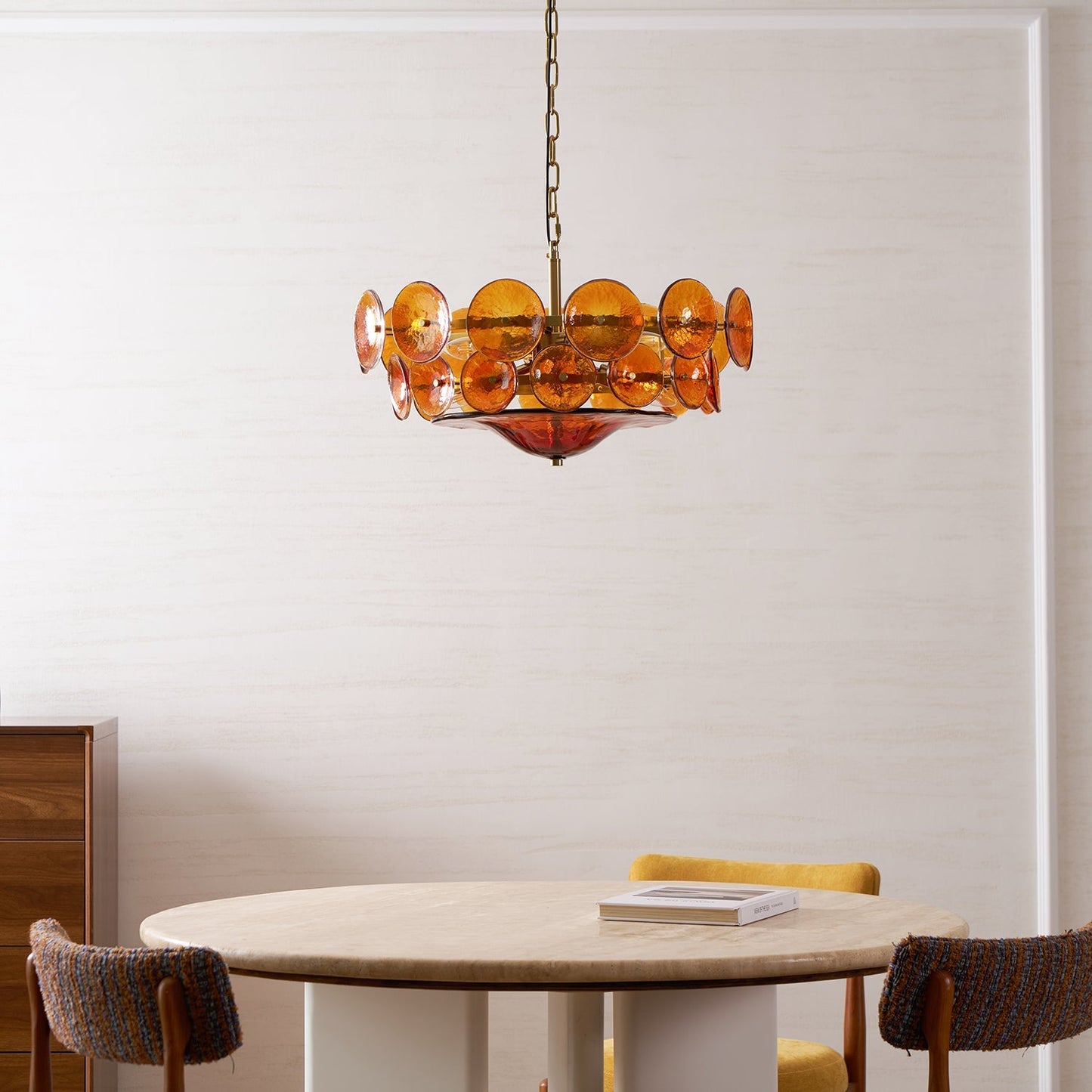 Glass Disc Chandelier — Warm Amber Glow