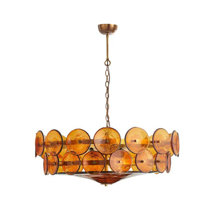Glass Disc Chandelier — Warm Amber Glow