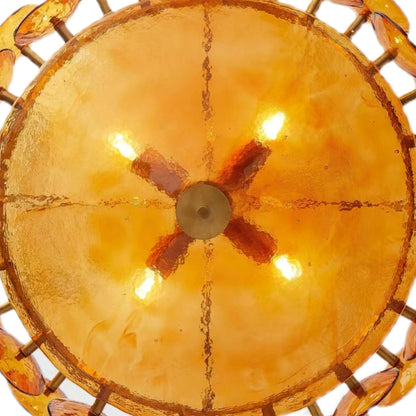 Glass Disc Chandelier — Warm Amber Glow