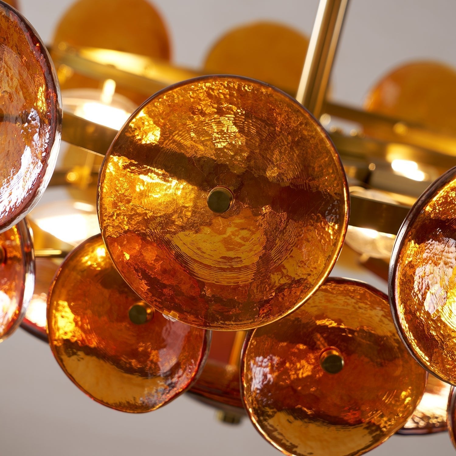 Glass Disc Chandelier — Warm Amber Glow