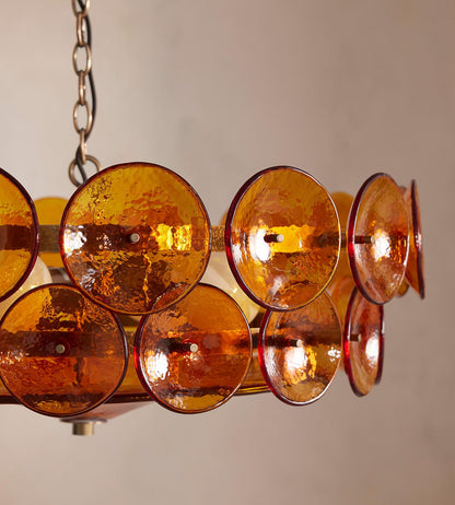 Glass Disc Chandelier — Warm Amber Glow