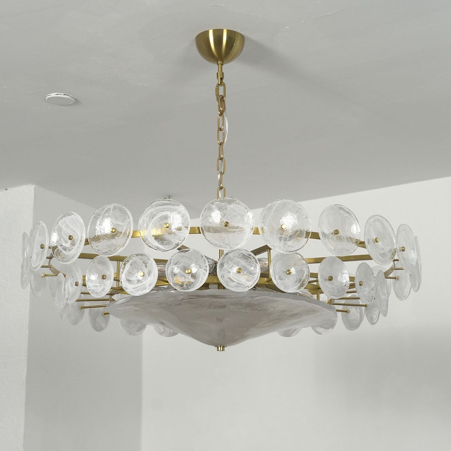 Glass Disc Chandelier — Warm Amber Glow