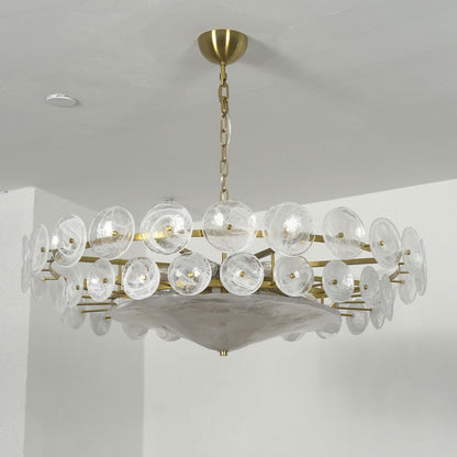 Glass Disc Chandelier — Warm Amber Glow