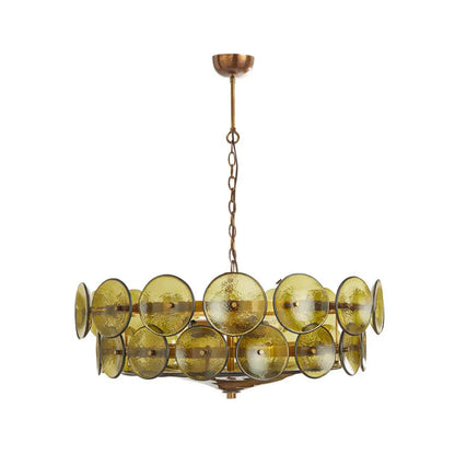 Glass Disc Chandelier — Warm Amber Glow