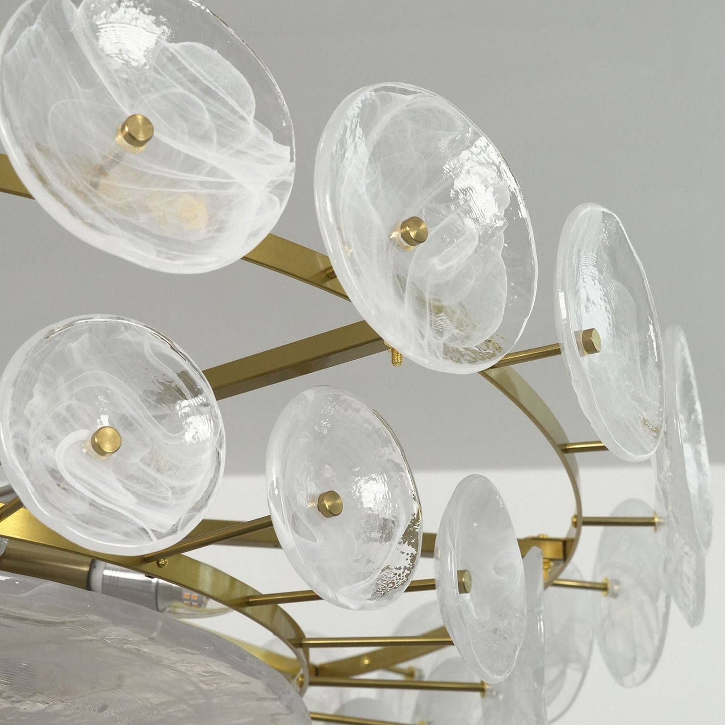 Glass Disc Chandelier — Warm Amber Glow