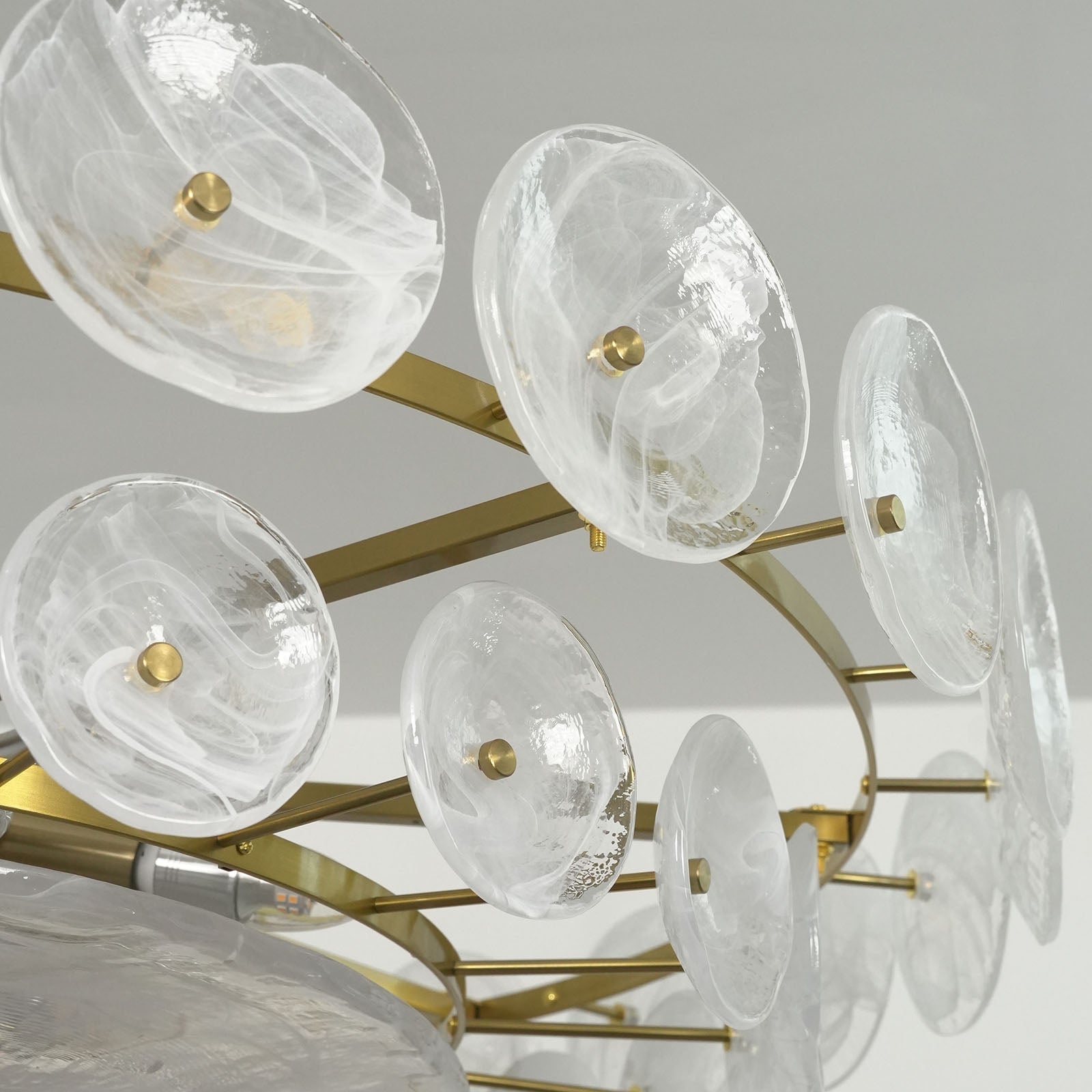 Glass Disc Chandelier — Warm Amber Glow