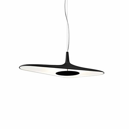Matte black metal disc pendant light for modern interiors by Lumotrot