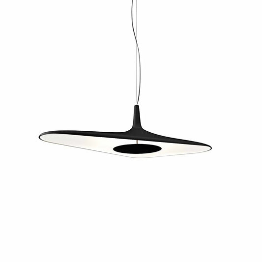 Matte black metal disc pendant light for modern interiors by Lumotrot