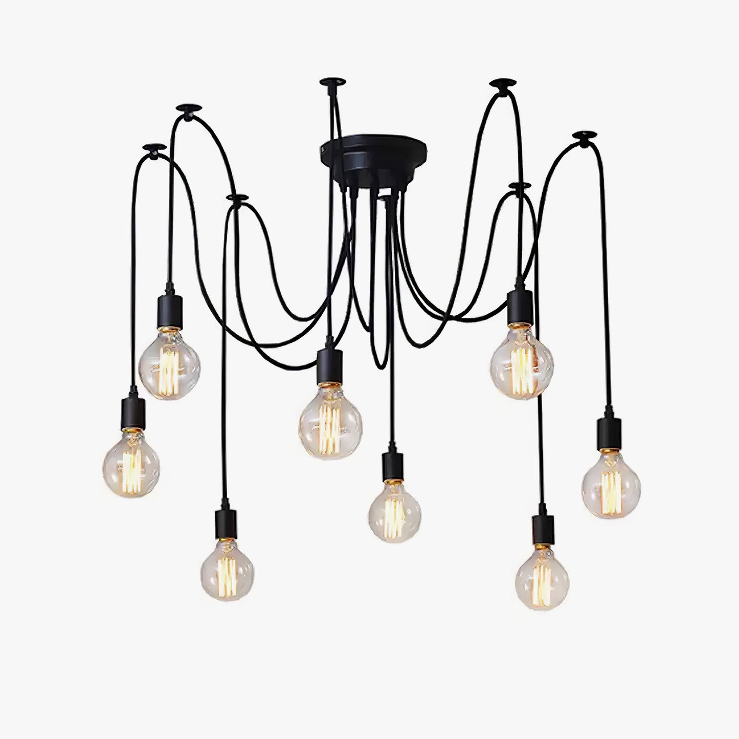 Matte black industrial pendant light with exposed bulbs Lumotrot