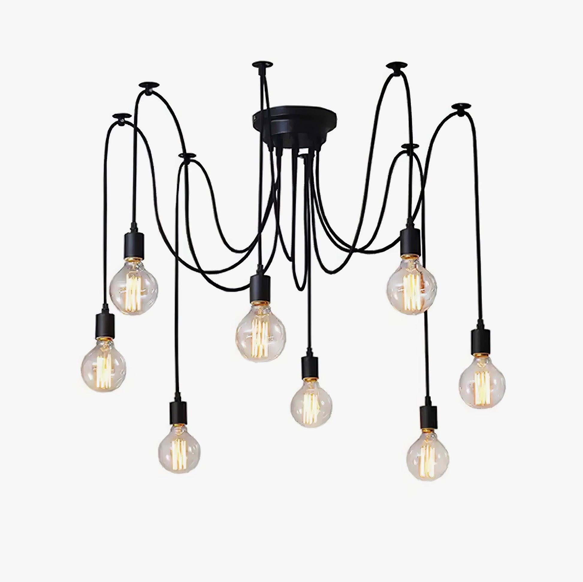 Matte black industrial pendant light with exposed bulbs Lumotrot