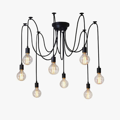 Matte black industrial pendant light with exposed bulbs Lumotrot