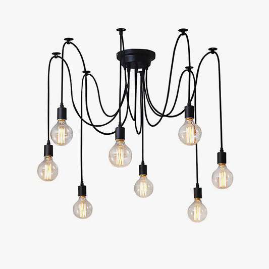 Matte black industrial pendant light with exposed bulbs Lumotrot