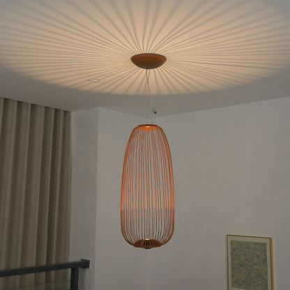 Close-up of intricate black wire mesh detail on pendant light